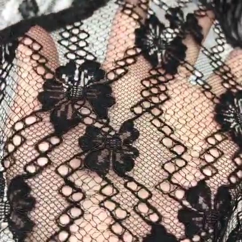 Lace Fabric Dress Black Nylon for Women's Wear Wholesale Supplier 14
